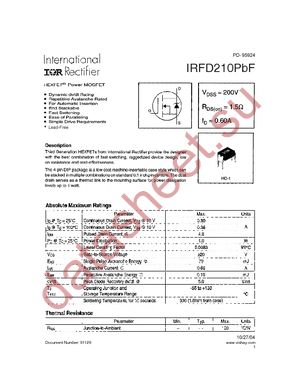 IRFD210PBF datasheet  